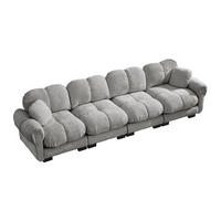 4-SITZER-SOFA DE-34384 Steppdesign Hellgrau - Hellgrau, Textil (86/90/330cm) - ComfortXL