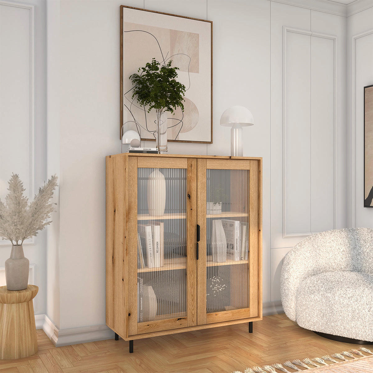 SKRINKA NA RIAD Soly Drevo - hnedá, kompozitné drevo (103.2/126.2/40.3cm) - Petits-meubles