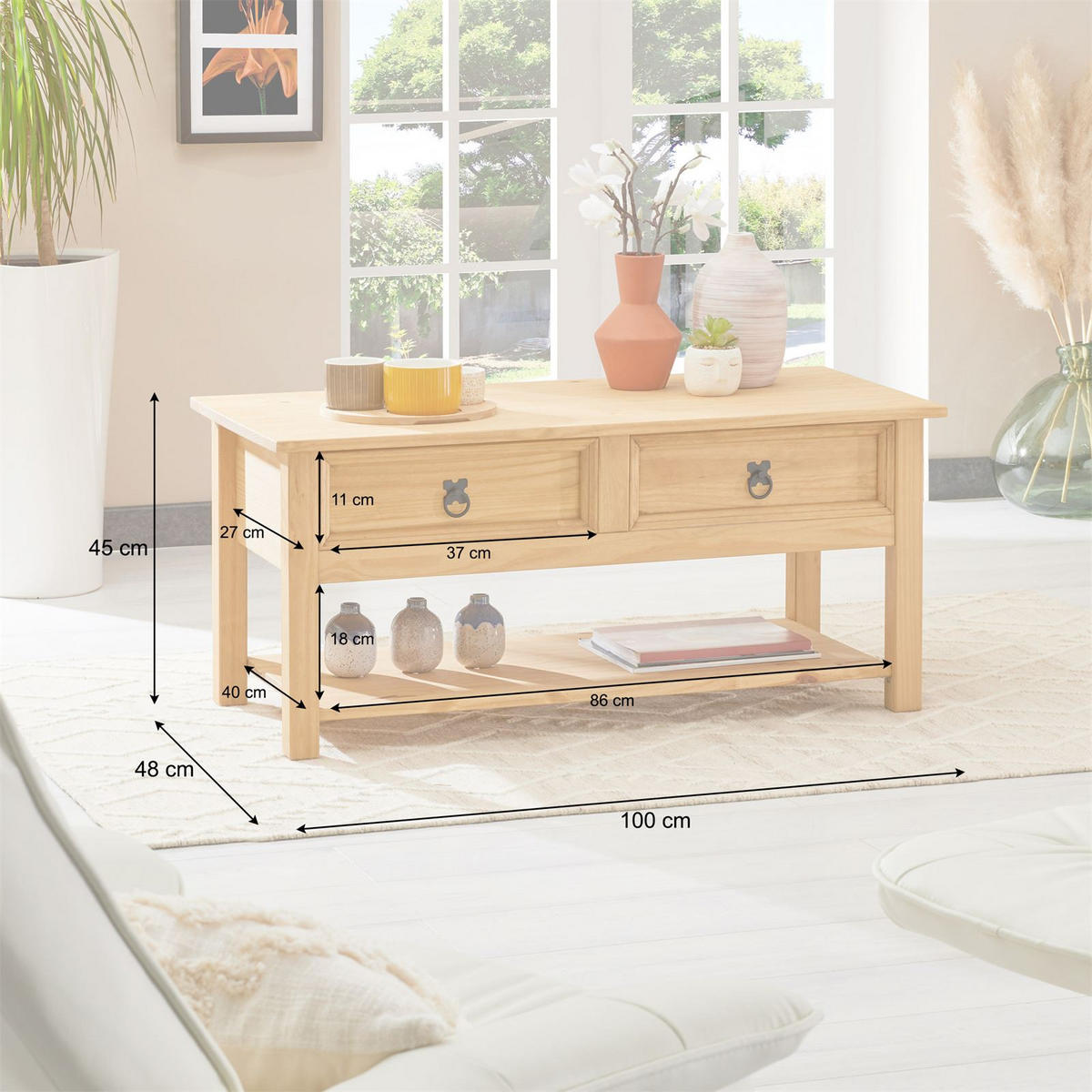 COUCHTISCH TEQUILA braun - Braun, Holz (48/100/45cm) - IDIMEX