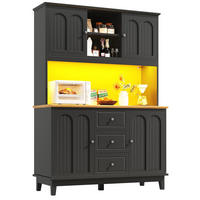 BUFFET 120/40/180 cm Schwarz/Natur aus MDF mit LED - Schwarz, Holzwerkstoff (120/180/40cm) - OKWISH