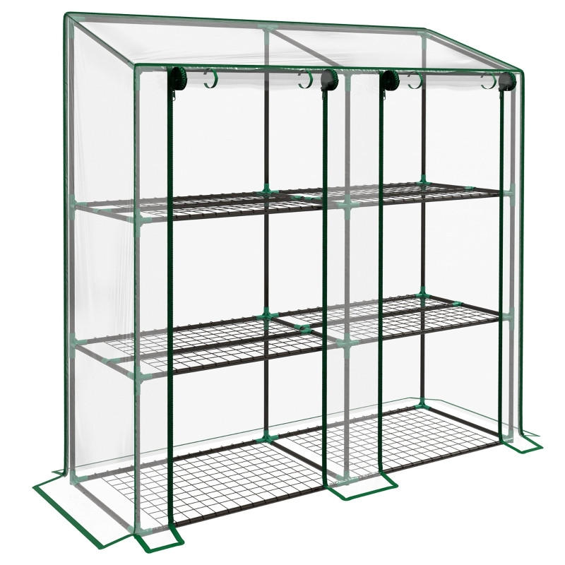 GEWÄCHSHAUS Mini 3 Etagen 6 Regale transparent - Transparent, Metall (143/151/46cm) - Fortuna Lai