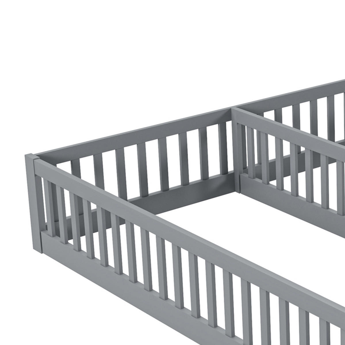 KINDERBETT 2er-Set mit Sicherheitsgitter 90x200 cm Kiefernholz Grau - Grau, Holzwerkstoff (90/200cm) - Beauniv