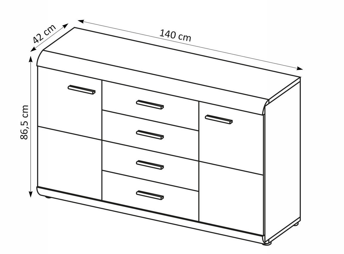 KOMBIKOMMODE Link Eiche Sonoma 140 / 42 / 86,5 cm - Braun/Sonoma Eiche, Holz/Holzwerkstoff (140/86/42cm) - Feldmann-Wohnen