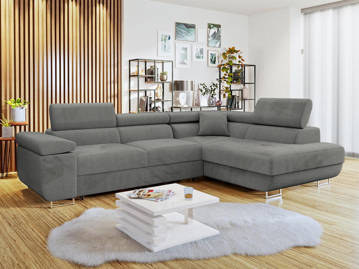 ECKSOFA Torezio, Seite: Rechts - Dunkelgrau, Holz/Textil (274/203cm) - MIRJAN24