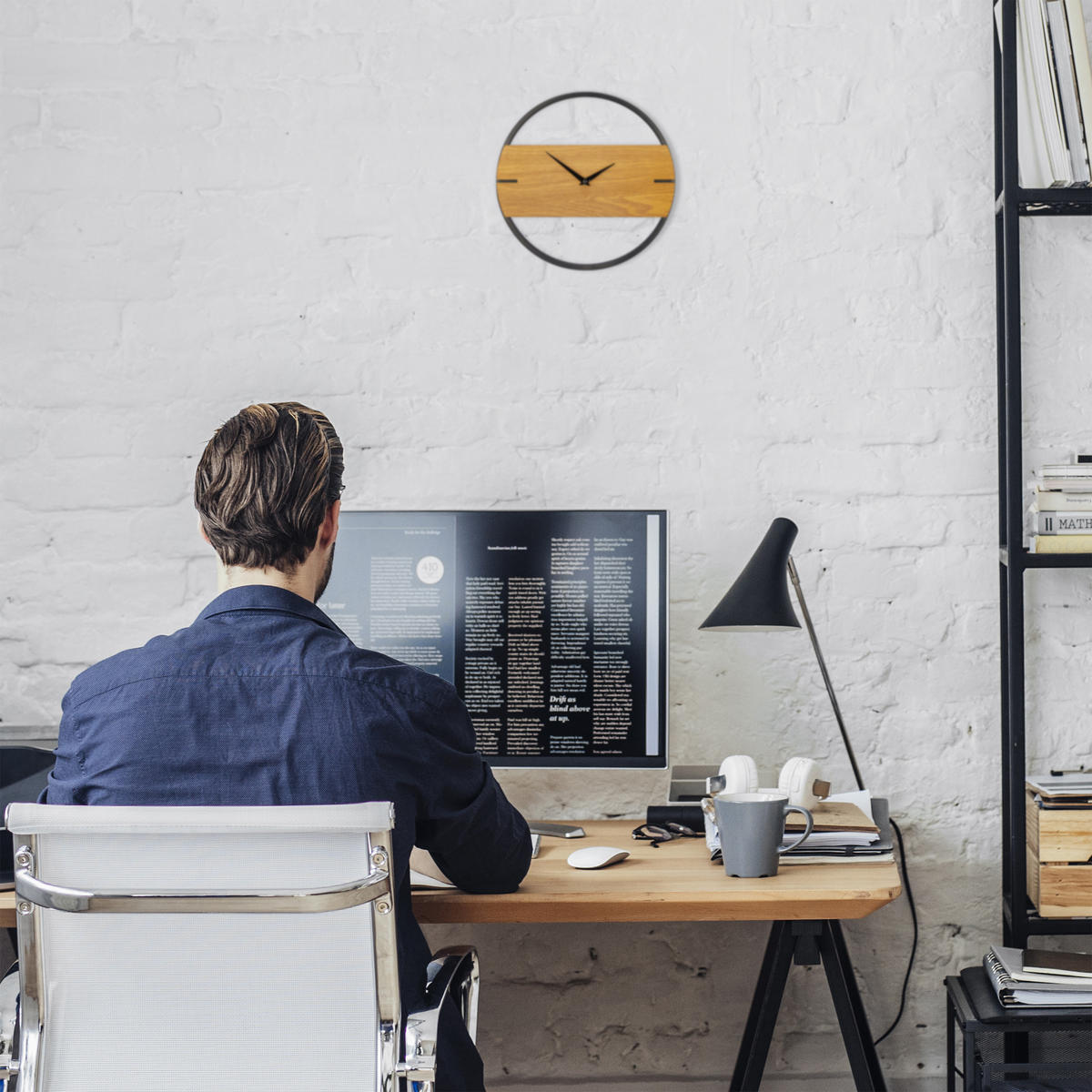 WANDUHR - Hellbraun, Holzwerkstoff/Metall (30/30/4cm) - Relaxdays