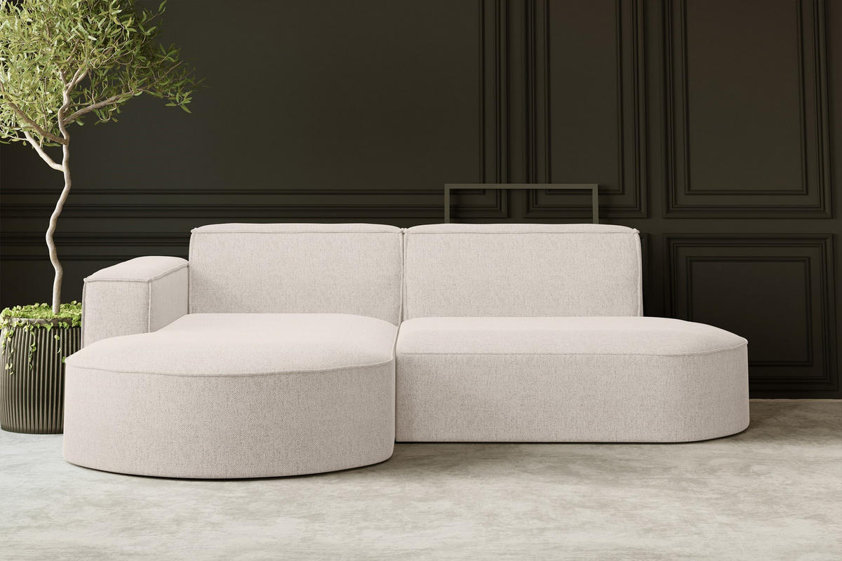 ECKSOFA MODENA L STUDIO Stoff Verita Ecru Links - Ecru, Holz (165/236cm) - Kaiser Möbel