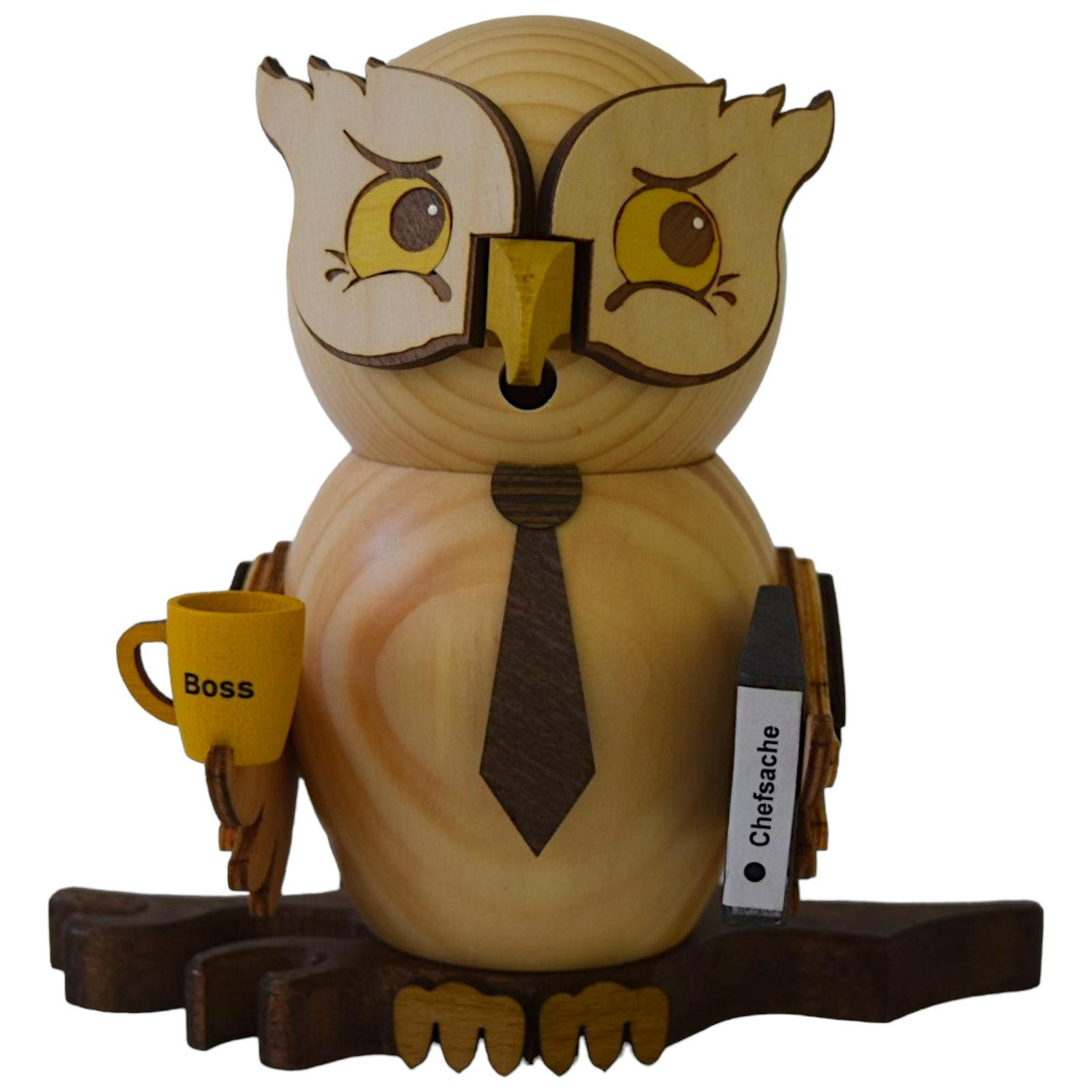 RAUCHFIGUR Eule Chef 15 cm - Multicolor, Holz (10/15/10cm)