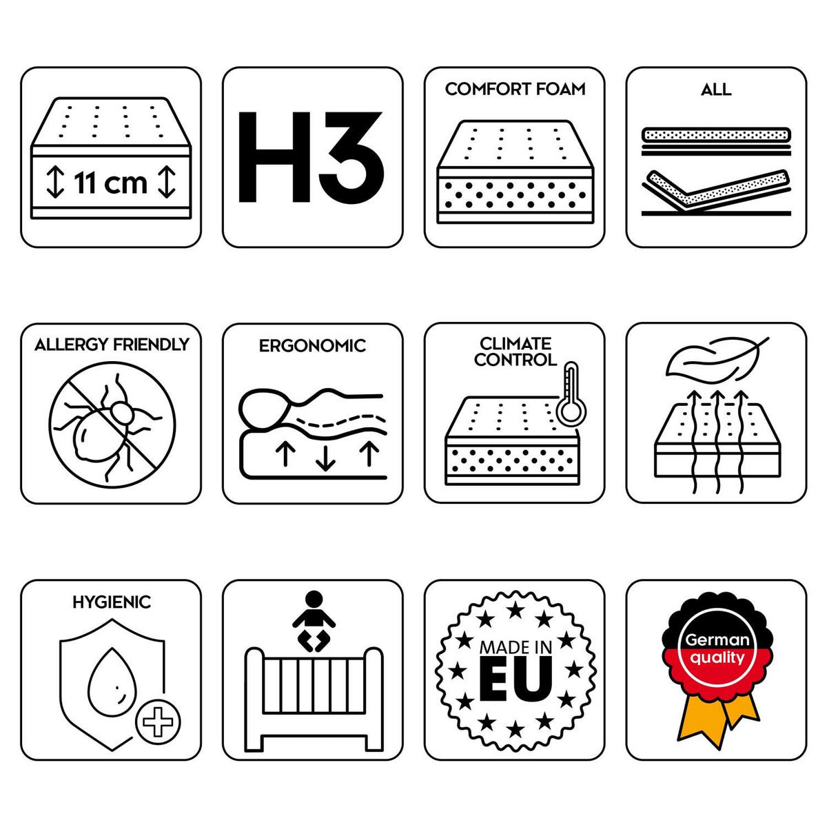 KOMFORTSCHAUMMATRATZE Dream 90x200 cm - Weiß, Textil (90/200cm) - Matratzen Discount