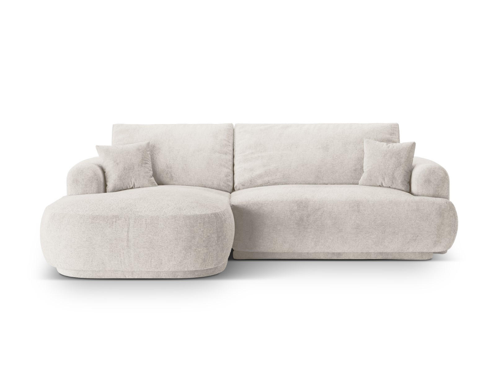 SCHLAFSOFA modular mit Bettkasten links Ella aus strukturiertem Stoff beige 5 Sitzplätze - Beige, Textil (174/271cm) - Micadoni