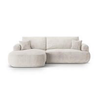 SCHLAFSOFA modular mit Bettkasten links Ella aus strukturiertem Stoff beige 5 Sitzplätze - Beige, Textil (174/271cm) - Micadoni