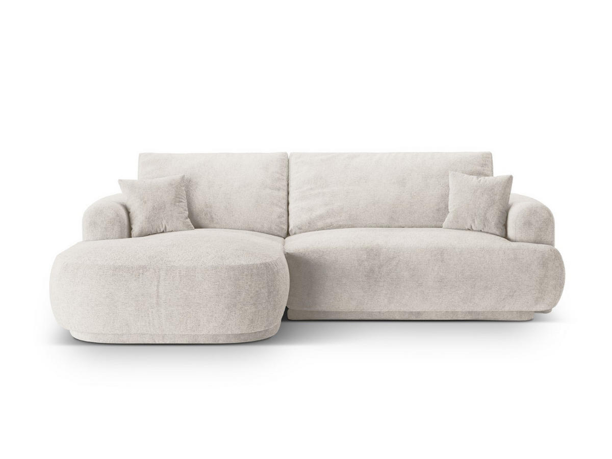 SCHLAFSOFA modular mit Bettkasten links Ella aus strukturiertem Stoff beige 5 Sitzplätze - Beige, Textil (174/271cm) - Micadoni