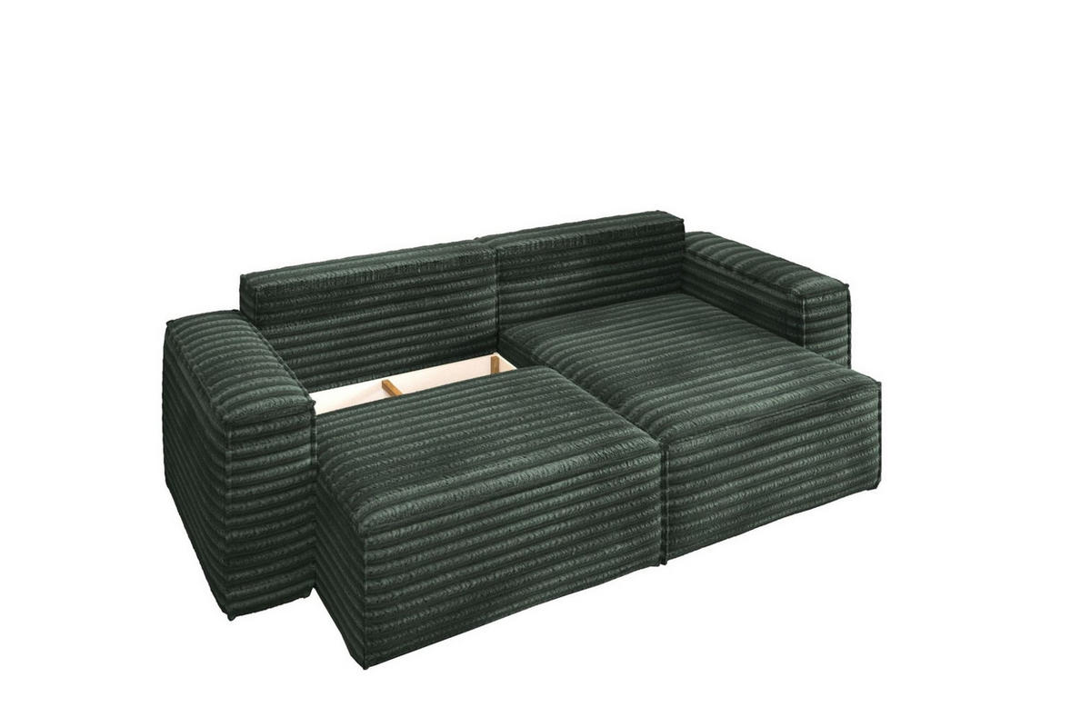 ECKSOFA Schlafsofa Madlen - Grün, Holzwerkstoff/Textil (248/140cm) - Fun Möbel
