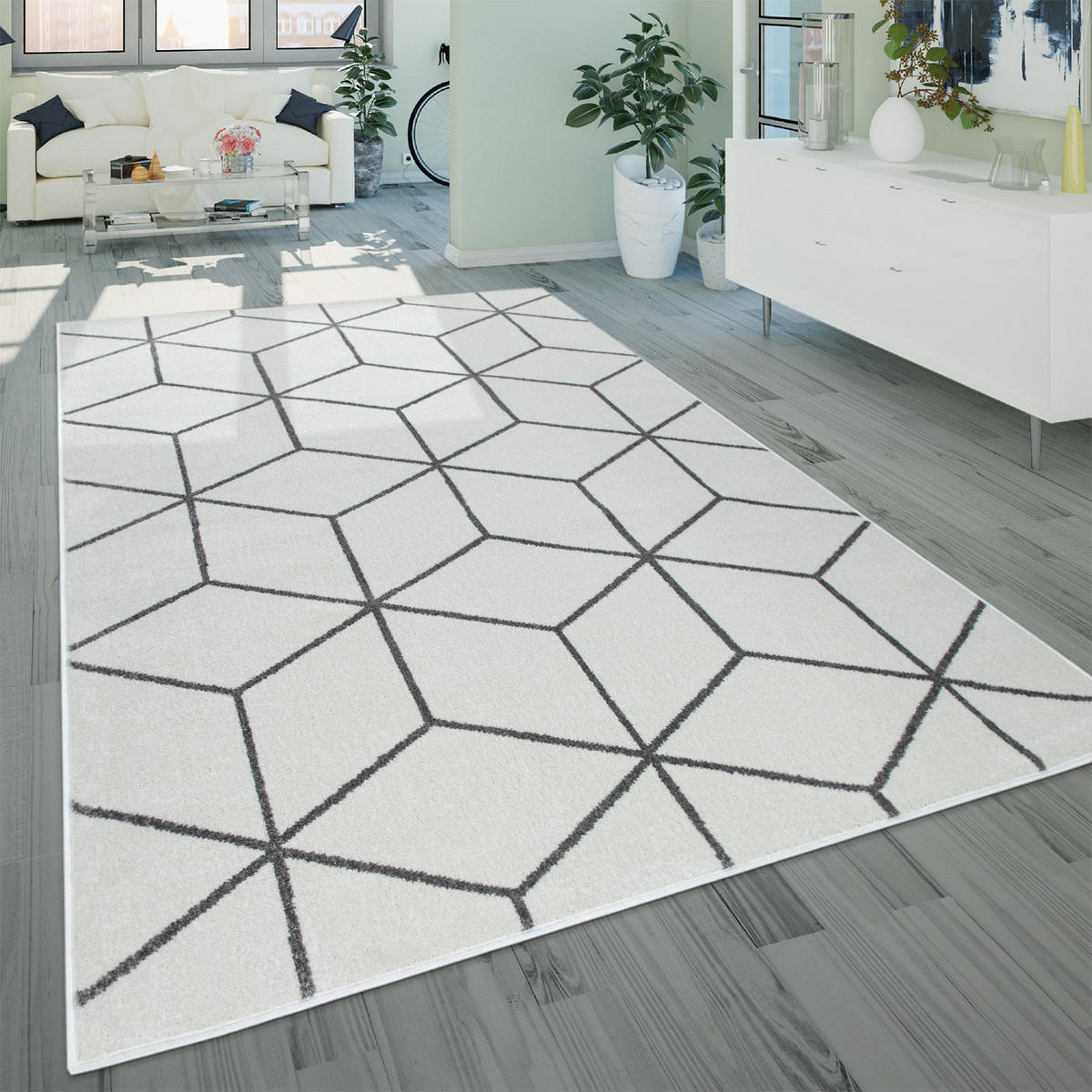 KURZFLORTEPPICH 60/100 cm Stella 402 - Weiß, Textil (60/100cm) - Paco Home