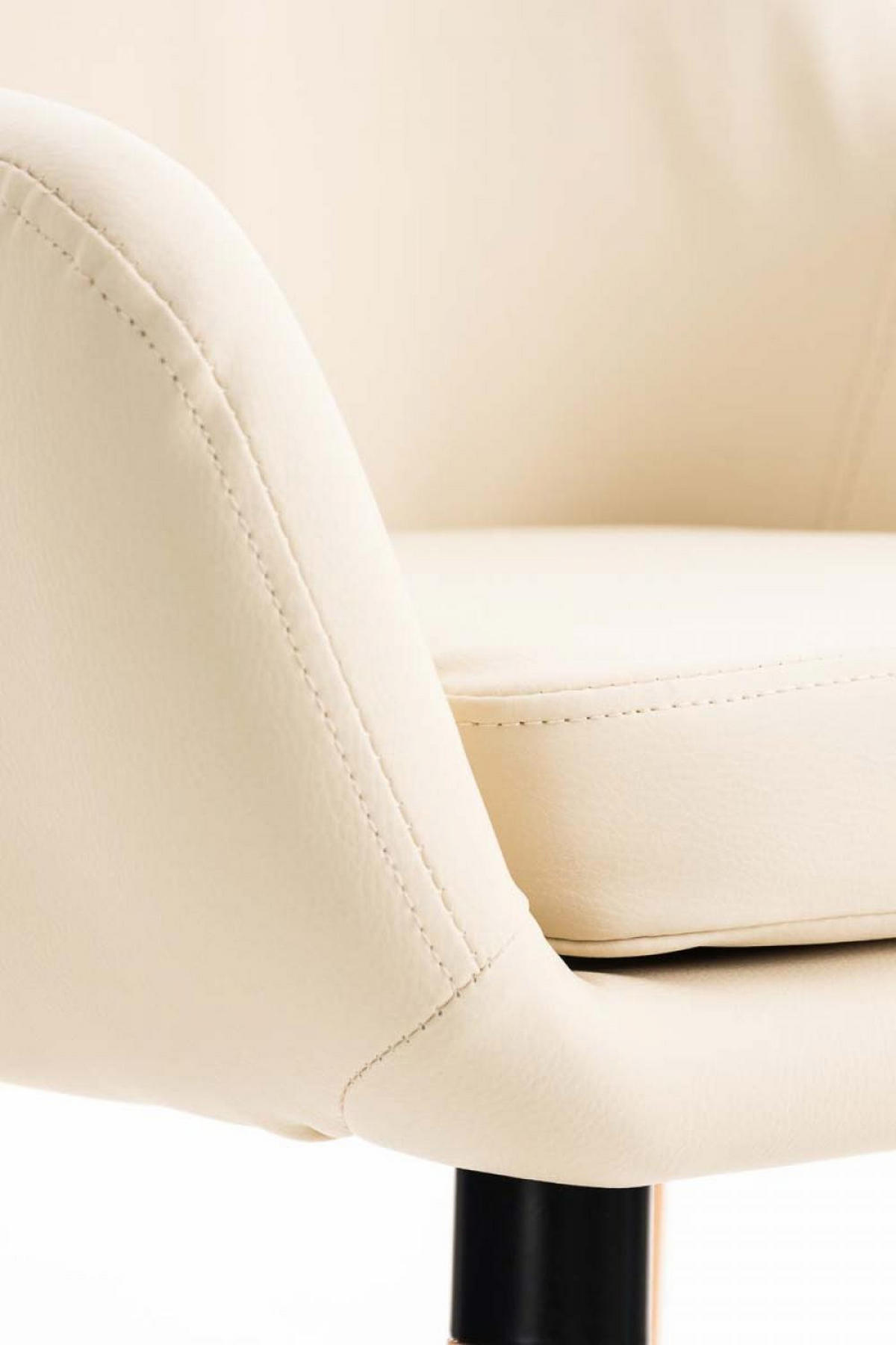 BARHOCKER Lederlook Creme - Eukalyptusholzfarben/Creme, Holz/Textil (55/99/46cm) - CLP