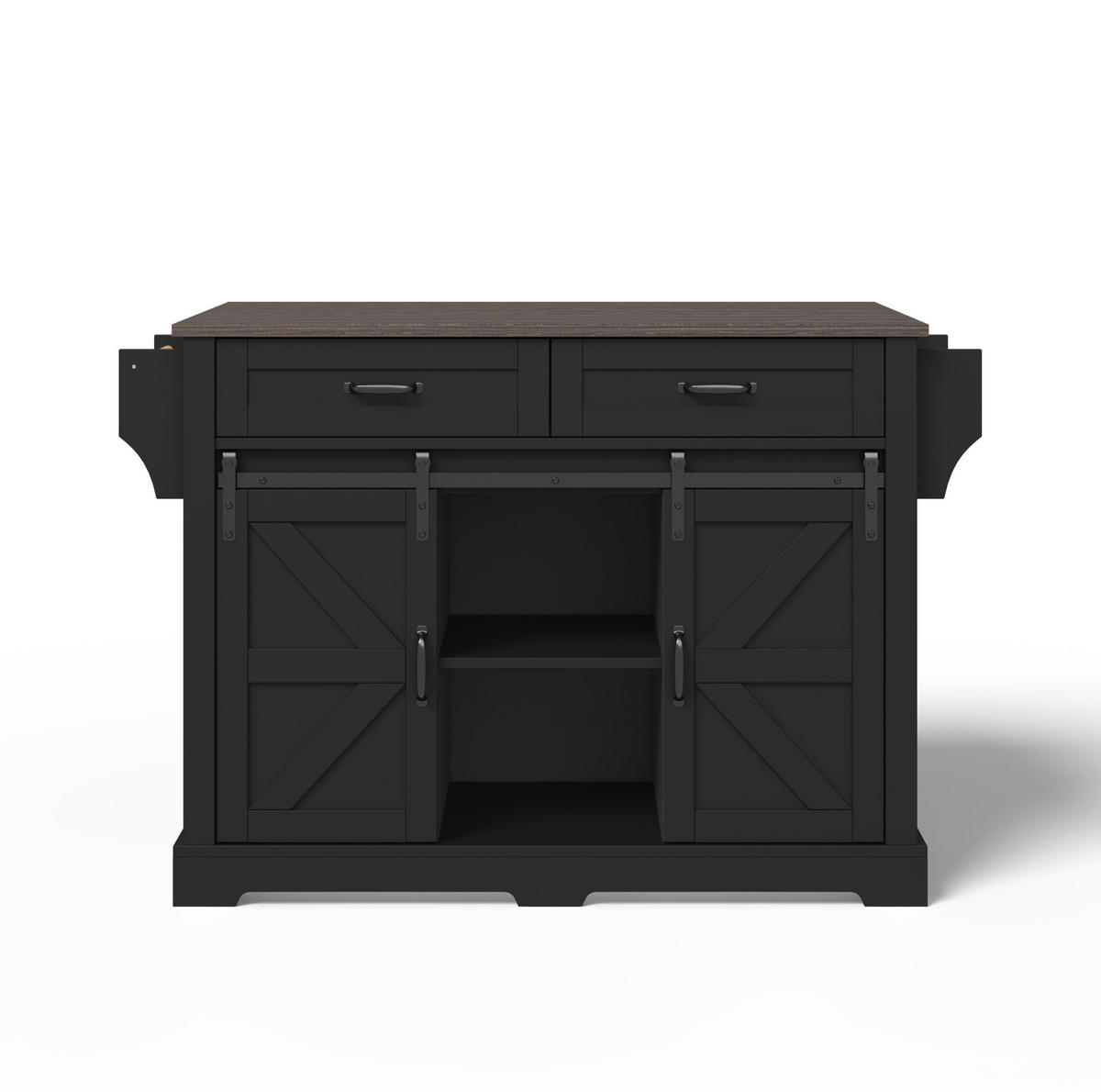 KÜCHENINSEL mit klappbarer Arbeitsplatte 120x45(70)x91 cm Schwarz - Schwarz, Holz (70/91/120cm) - Beauniv