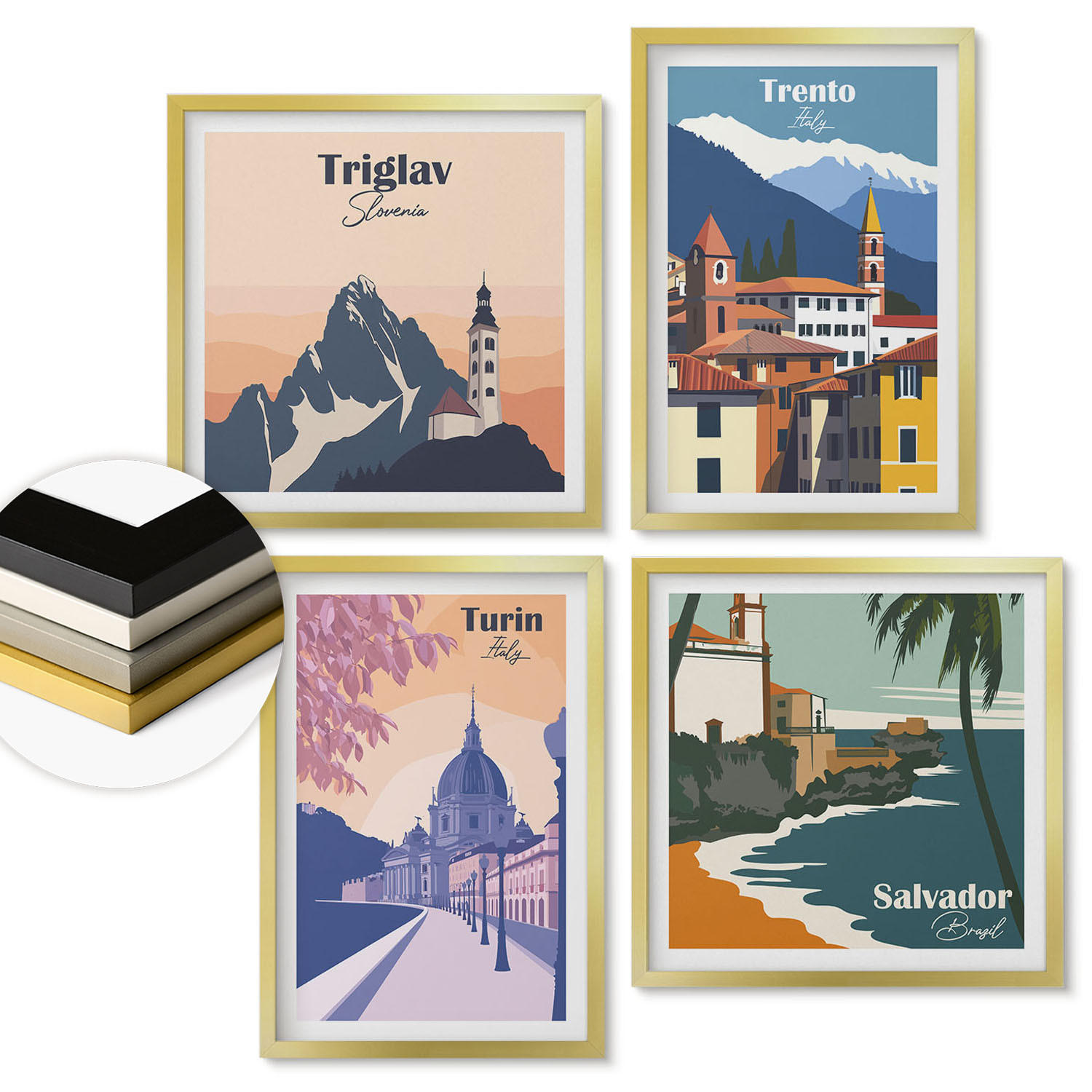 ArtPrintCave Wandbilder Gold 50x50 cm