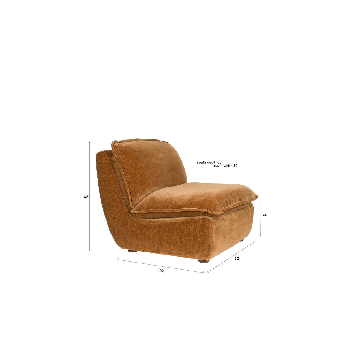 SESSEL Radley Cognac - Braun, Kunststoff (82/83/100cm) - Dutchbone