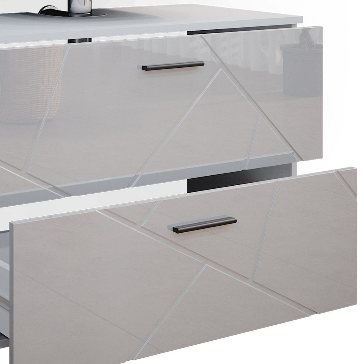 BADMÖBEL-SET Irma Weiß Hochglanz 3 Teile, mit Unterschrank 80 cm - Weiß Hochglanz/Weiß, Holzwerkstoff (80/58/41cm) - Vicco