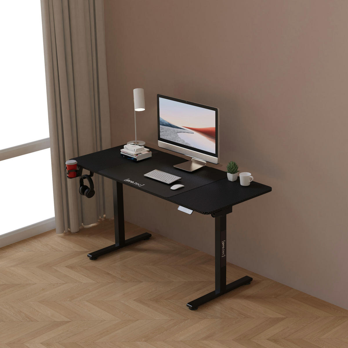 COMPUTERTISCH Stryn - Schwarz, Metall (60/140/117cm) - pro.tec