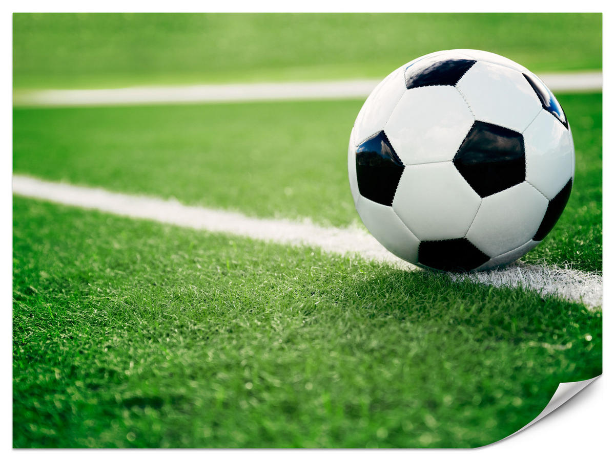 FOTOTAPETE für Jugendzimmer Fußball Grüne Rasen Stadion Sport 300x210 - Schwarz/Weiß, Papier (300/210cm) - Muralo