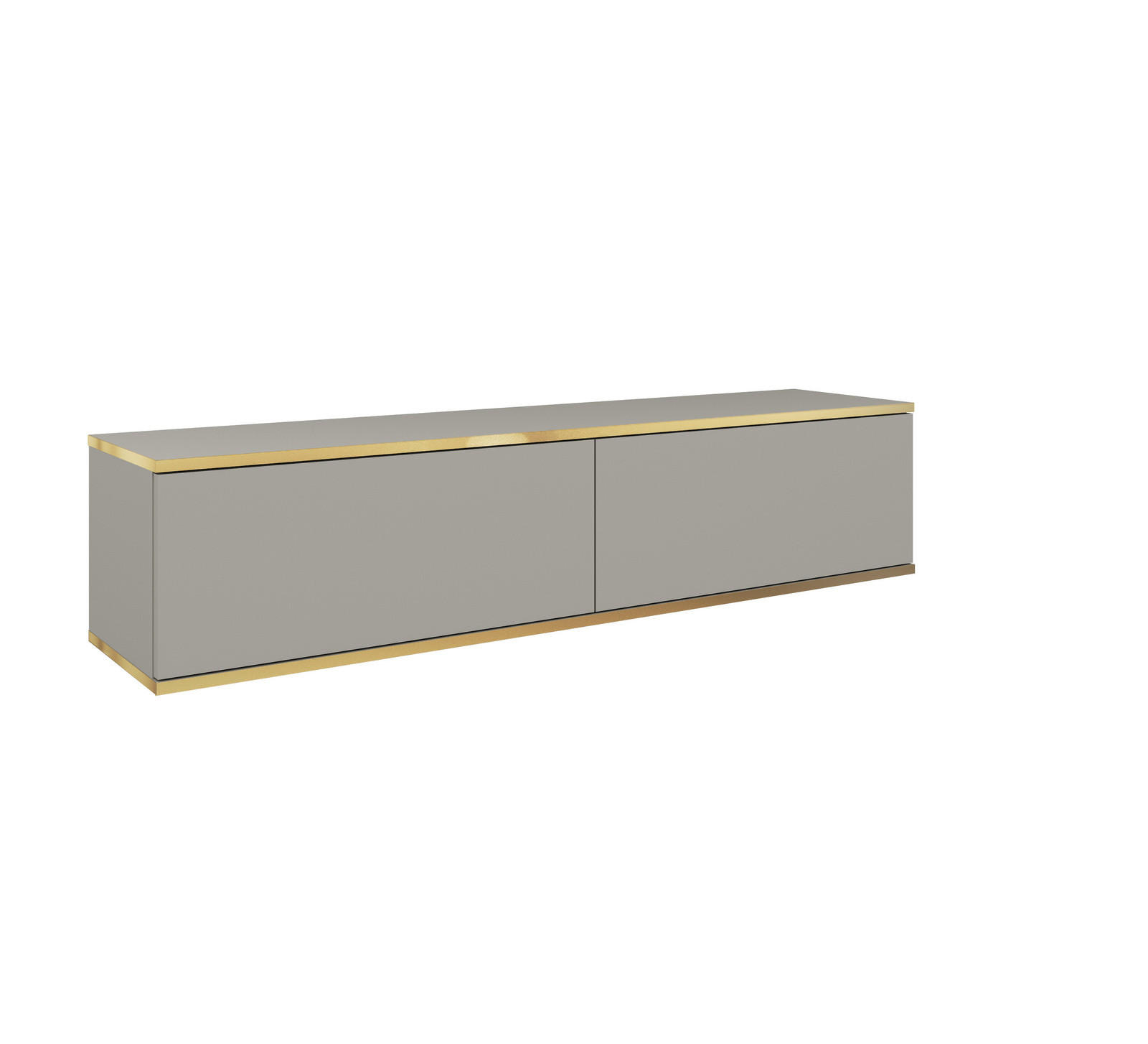 TV-LOWBOARD FORNO (Grau, Goldene Details, 2 Türen, 135 cm) - Grau, Holz/Holzwerkstoff (135/30/32cm) - Ravio