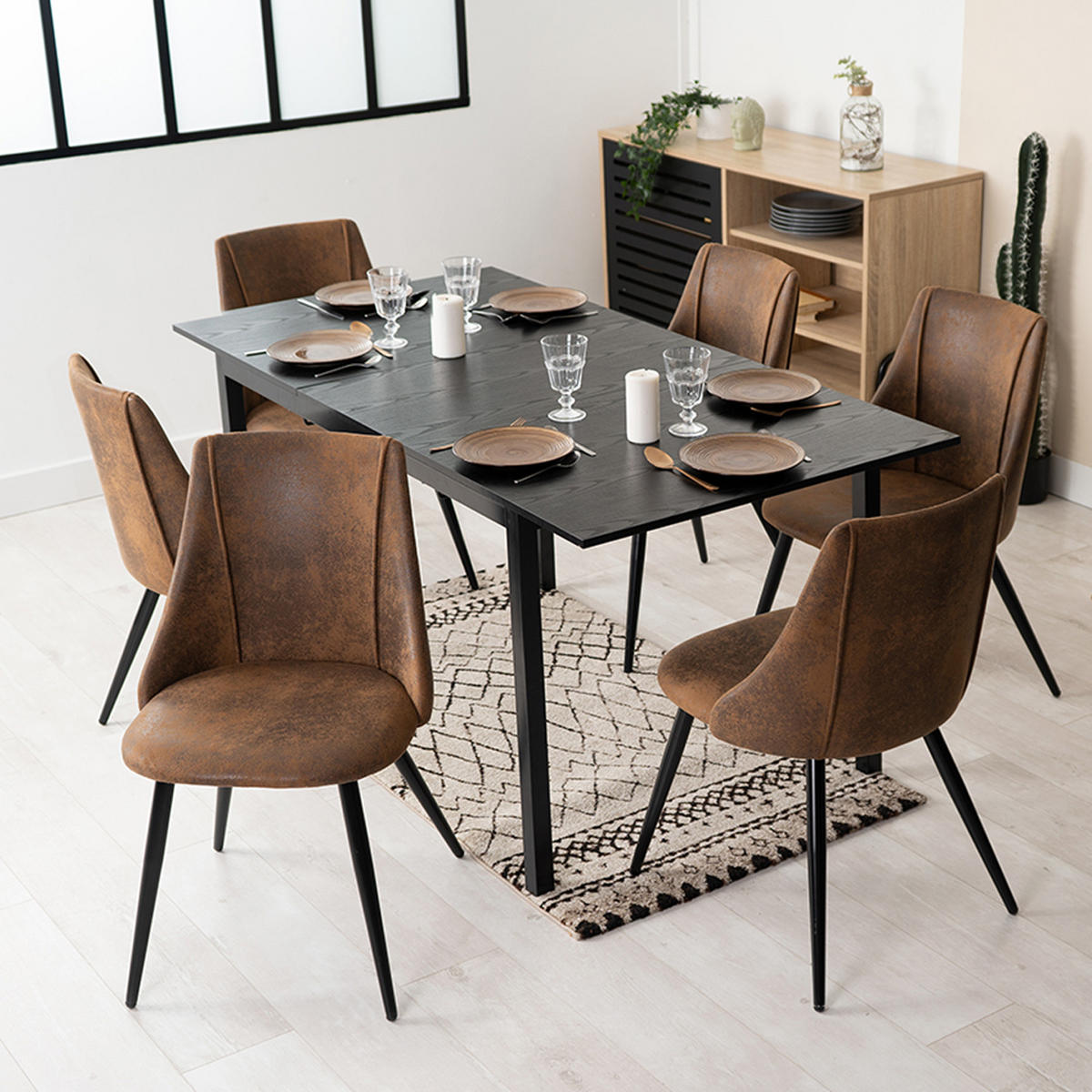ESSZIMMERSTUHL 2er-Set in Wildlederoptik, Braun - Braun, Metall (52.5/83/49.5cm) - Meubles Cosy