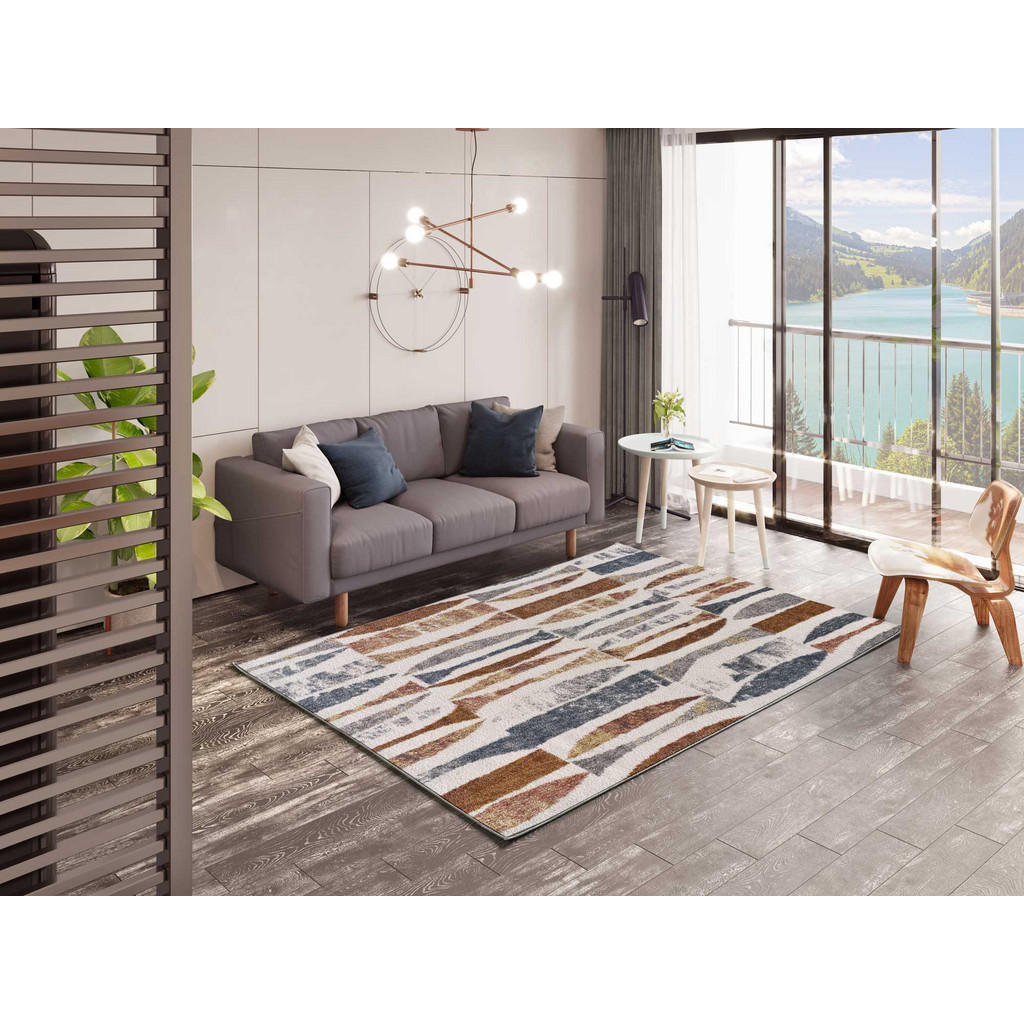 Thumbnail - Atticgo Webteppich, Rost, Blau, Weiß, Textil, Abstrakt, Rechteckig, 80x150 cm, Oeko-Tex® Standard 100, in verschiedenen ...
