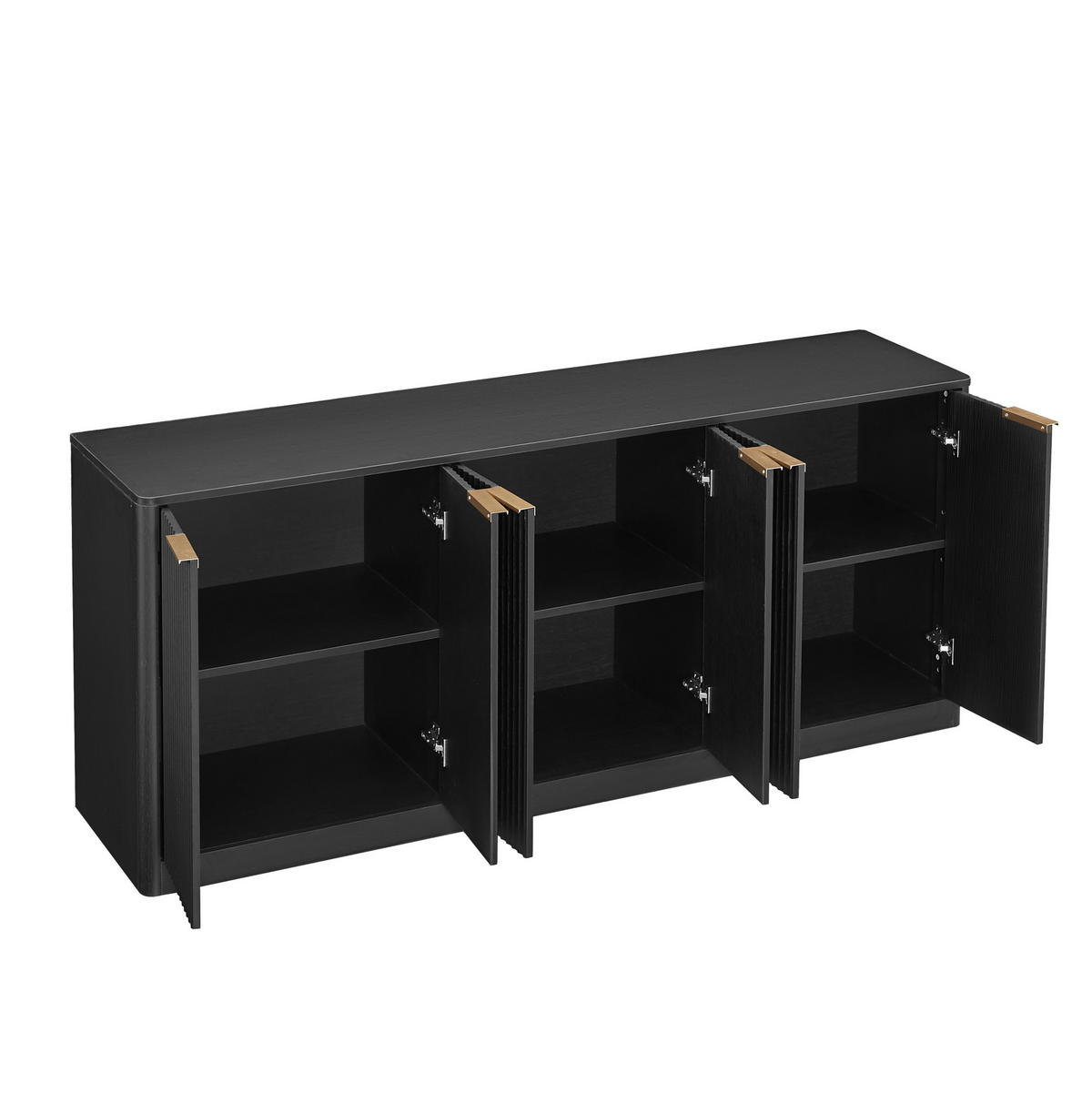 SIDEBOARD 170/40/70,5 cm aus MDF mit 6 Türen, wellenförmiger Front und viel Stauraum, Schwarz - Schwarz, Holzwerkstoff (170/70.5/40cm) - Redom