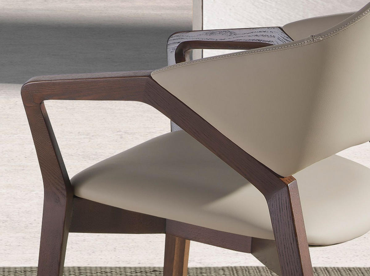 STUHL Nerz aus Kunstleder 57/58/80 cm - Fango/Nussbaumfarben, Leder/Holz (57/80/58cm) - ANGEL CERDA