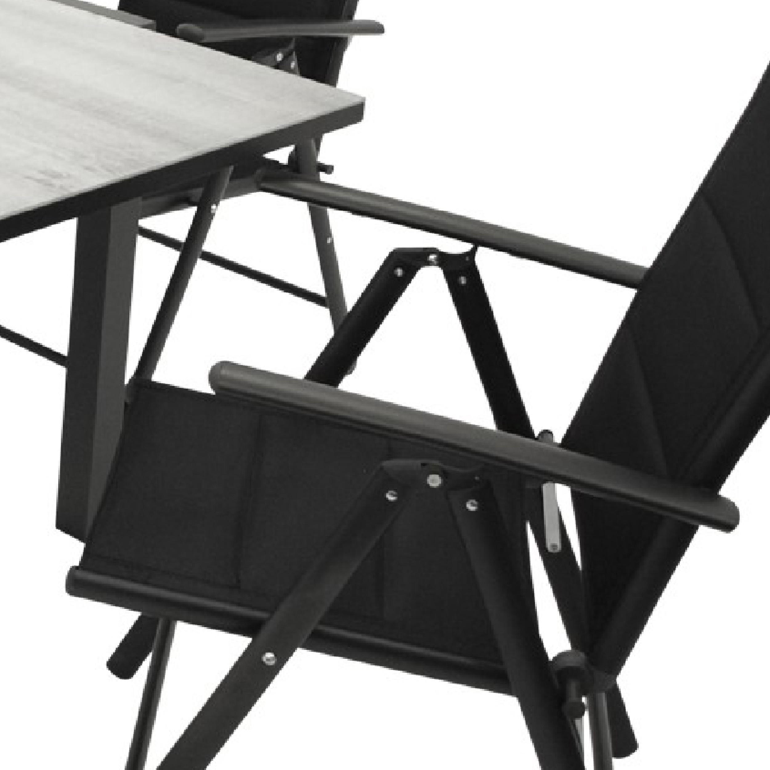 GARTENGARNITUR Ashford - 5-teilig (4x Klappsessel, Aluminium dunkelgrau + Textilgewebe gepolstert schwarz) - Schwarz, Metall - TPFGarden