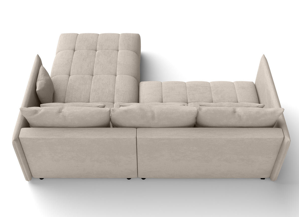 ECKSOFA L Form Cosmova Hellbraun 245/182/83 cm mit Schlaffunktion - Hellbraun/Schwarz, Kunststoff/Textil (245/182cm) - AX Living