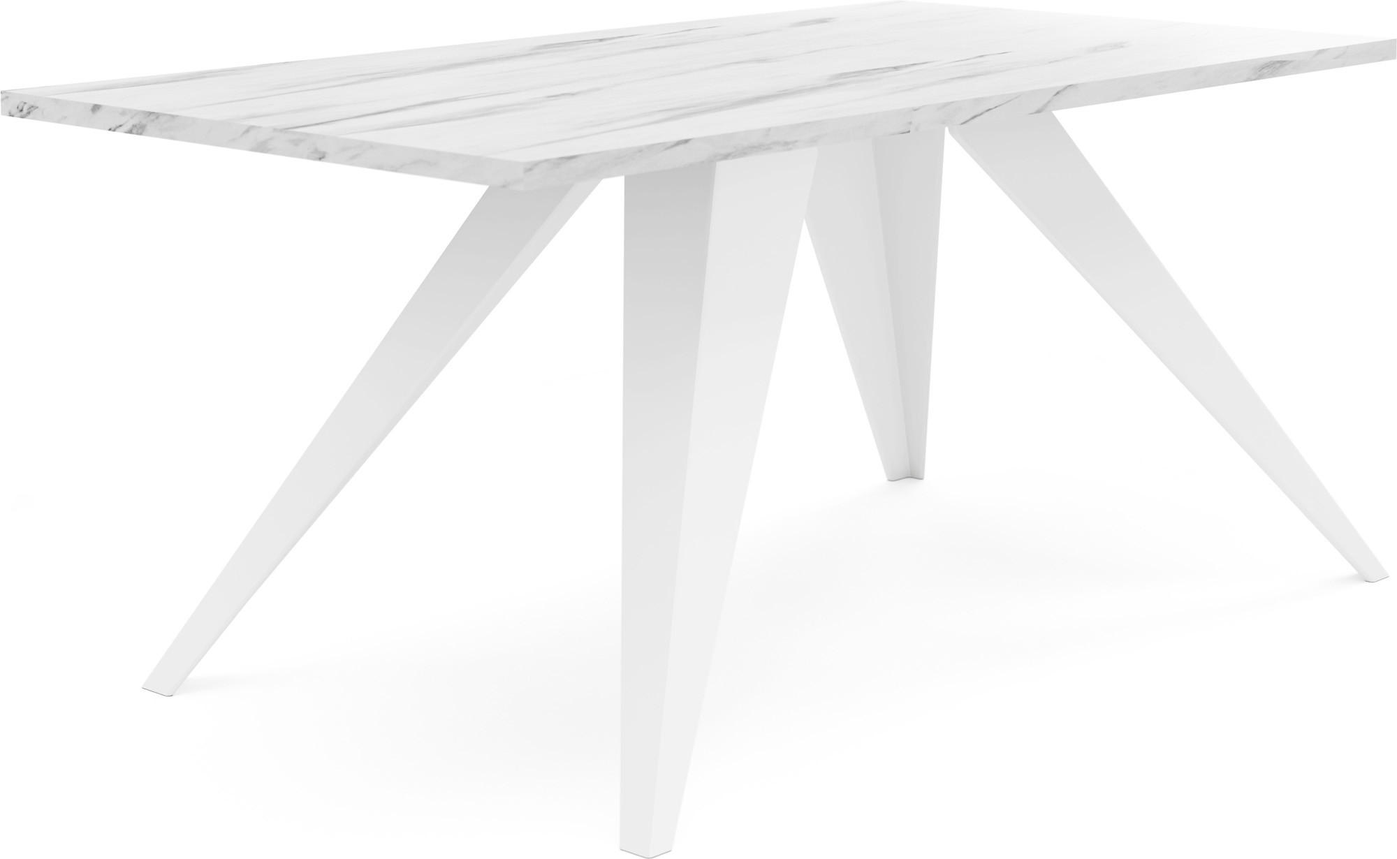 ESSTISCH Vance rechteckig, Marmor Weiß 120/60/48 cm - Ecru/Weiß, Holzwerkstoff/Metall (60/120/48cm) - WFL GROUP