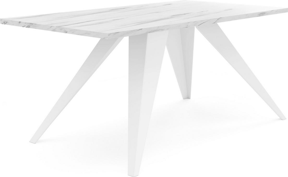 ESSTISCH Vance rechteckig, Marmor Weiß 120/60/48 cm - Ecru/Weiß, Holzwerkstoff/Metall (60/120/48cm) - WFL GROUP