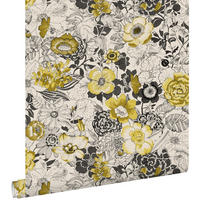 TAPETE Blumen 53 cm x 10.05 m - Gelb, Papier (53/1000cm) - ESTAhome