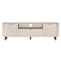 TV stolek Novado kašmírově šedý 196/57/40 cm - černá/šedohnědá, kov/kompozitní dřevo (196/57/40.5cm) - Selsey