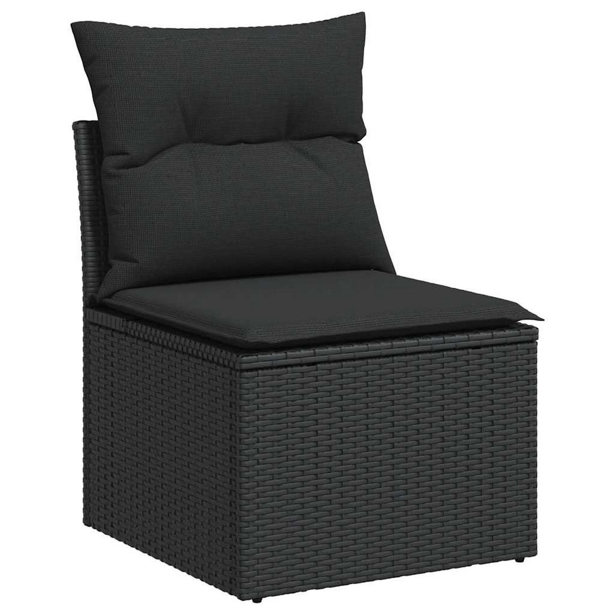 GARTEN-SOFAGARNITUR 7Er Set Mit Kissen Schwarz Poly Rattan - Schwarz, Kunststoff - vidaXL