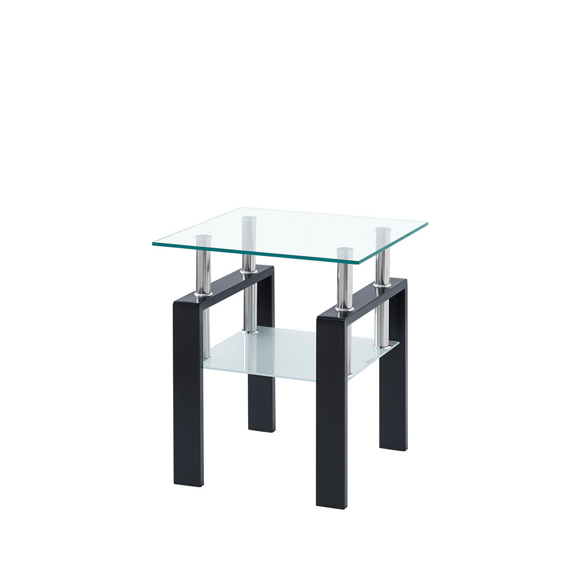 BEISTELLTISCH Set 2-teilig Transparent/Schwarz Sicherheitsglas mit Metallbeinen - Transparent/Schwarz, Glas (45/45/52cm)