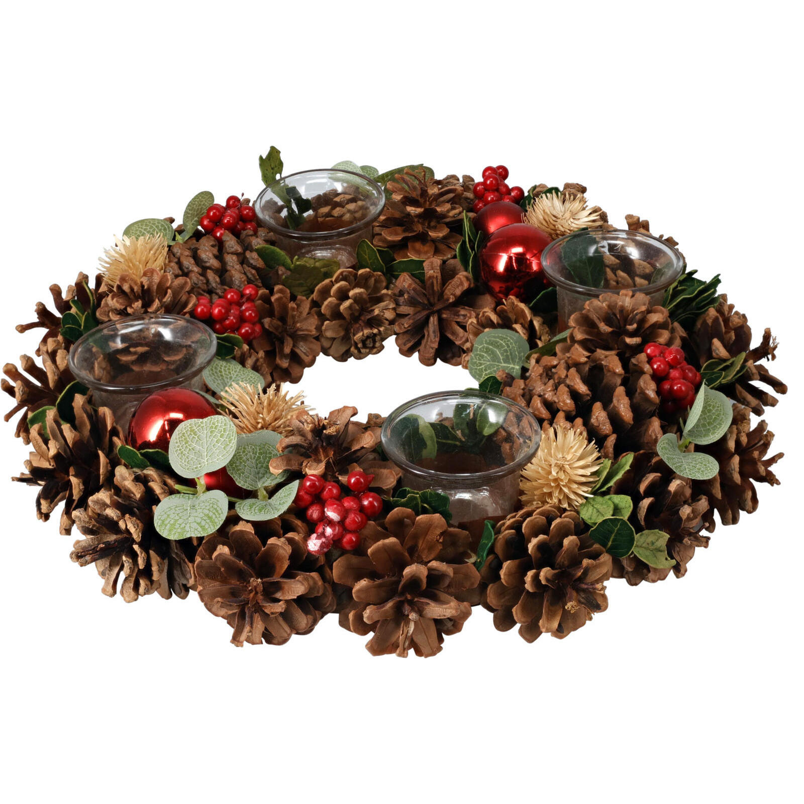 WEIHNACHTSKRANZ mit Tannenzapfen 34/34/8 cm - Multicolor, Naturmaterialien (34/8/34cm) - Home Styling Collection