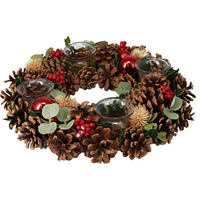 WEIHNACHTSKRANZ mit Tannenzapfen 34/34/8 cm - Multicolor, Naturmaterialien (34/8/34cm) - Home Styling Collection
