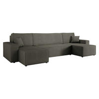 WOHNLANDSCHAFT Karl U - Schwarz/Braun, Holz/Kunststoff (312/82/145cm) - MIRJAN24