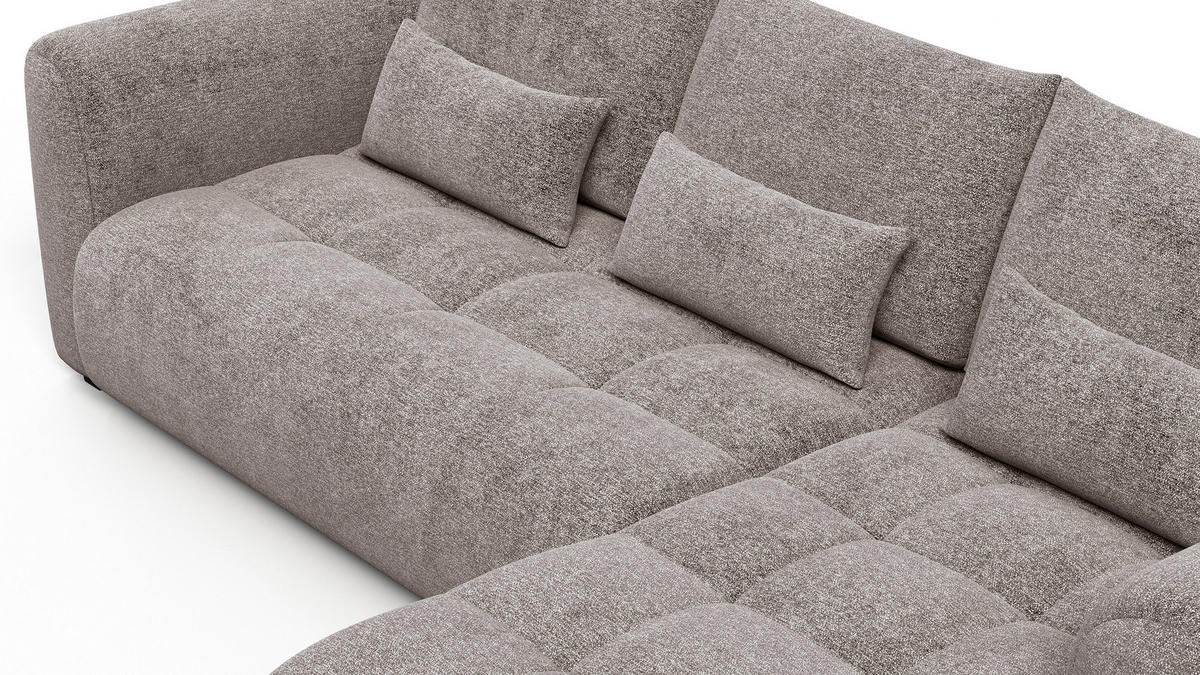 ECKSOFA SORENO 4-Sitzer, dunkelbeige - Beige/Schwarz, Holz/Textil (293/171cm) - Courtois Laville