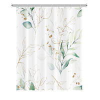 DUSCHVORHANG botanisch Muster 180 x 180 cm schimmelresistent wasserdicht blickdicht waschbar - Weiß, Textil (180/180cm) - MCBOSON
