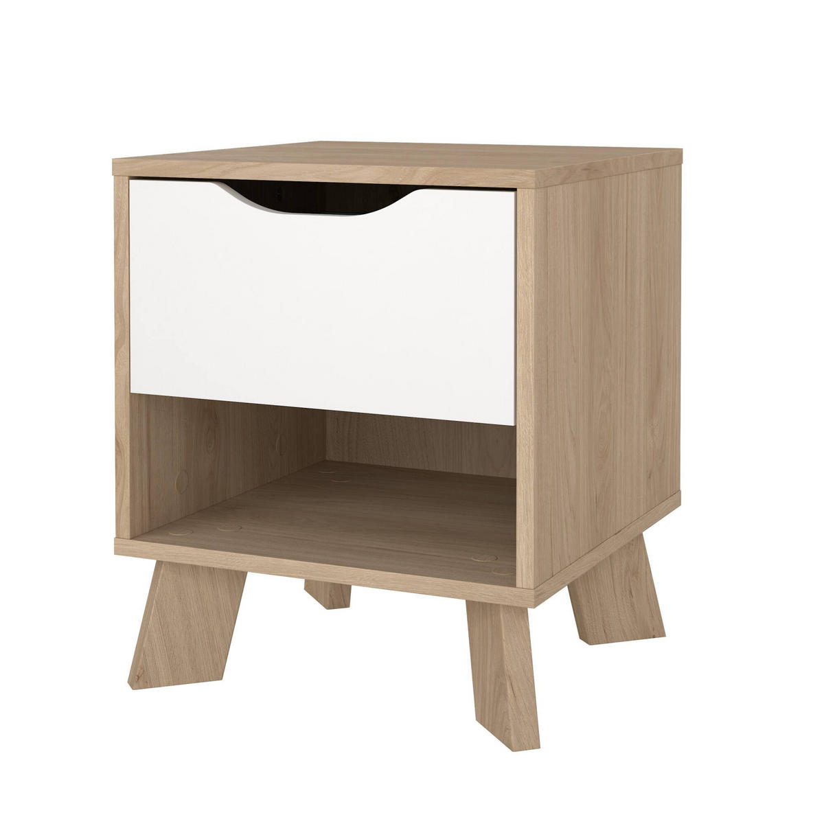 NACHTTISCH Eiche, Weiß 39.8/40.2/47.4 cm - Braun, Holzwerkstoff (40.2/47.4/39.8cm) - DMORA