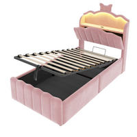 KINDERBETT 90/200 cm DE-32687 mit Hydraulik und LED Rosa - Pink, Metall (90/200cm) - ComfortXL