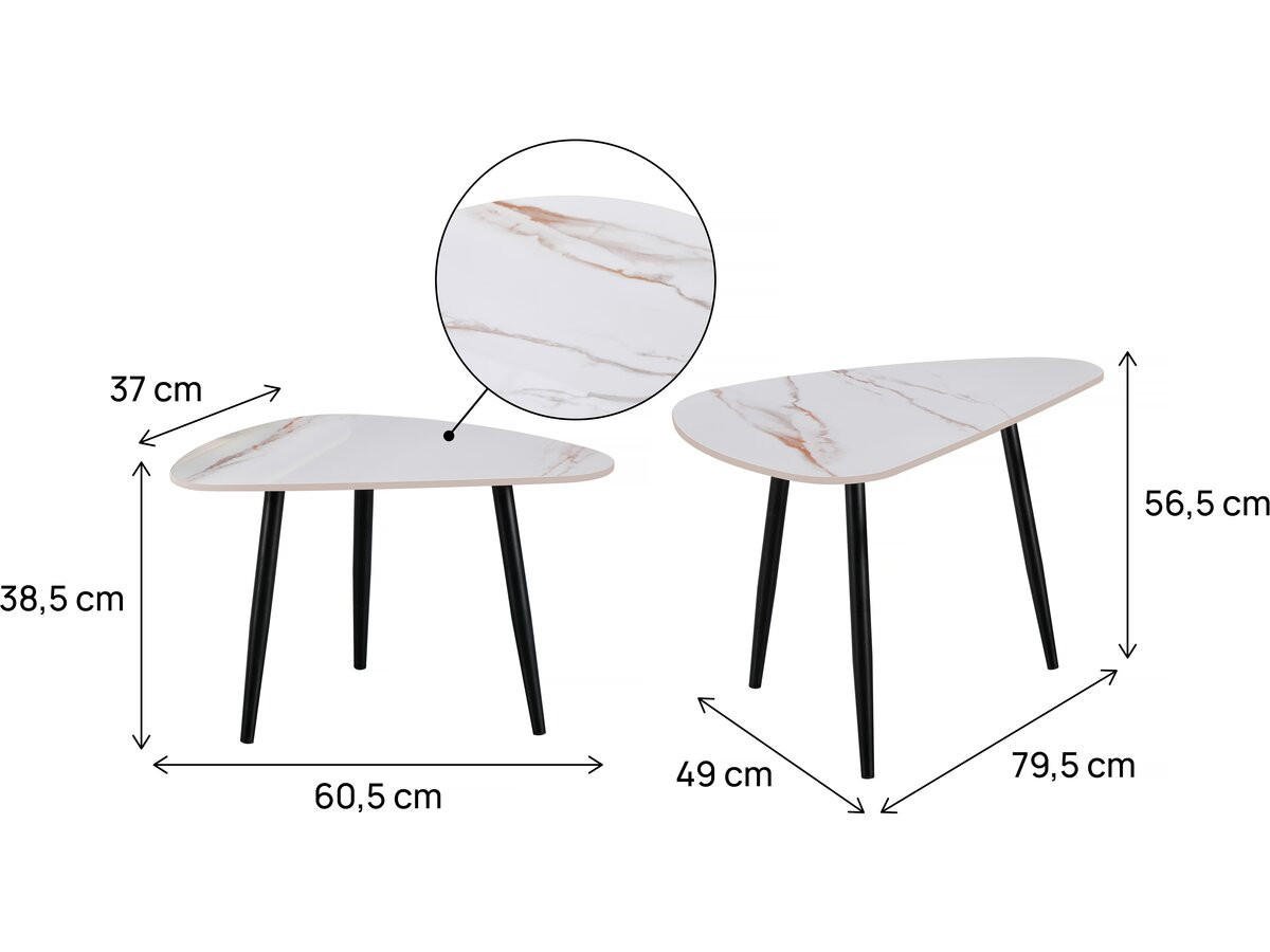 SATZTISCH Terra 2er-Set Weiß - Weiß, Keramik (49/79/56cm) - Habitat Garten