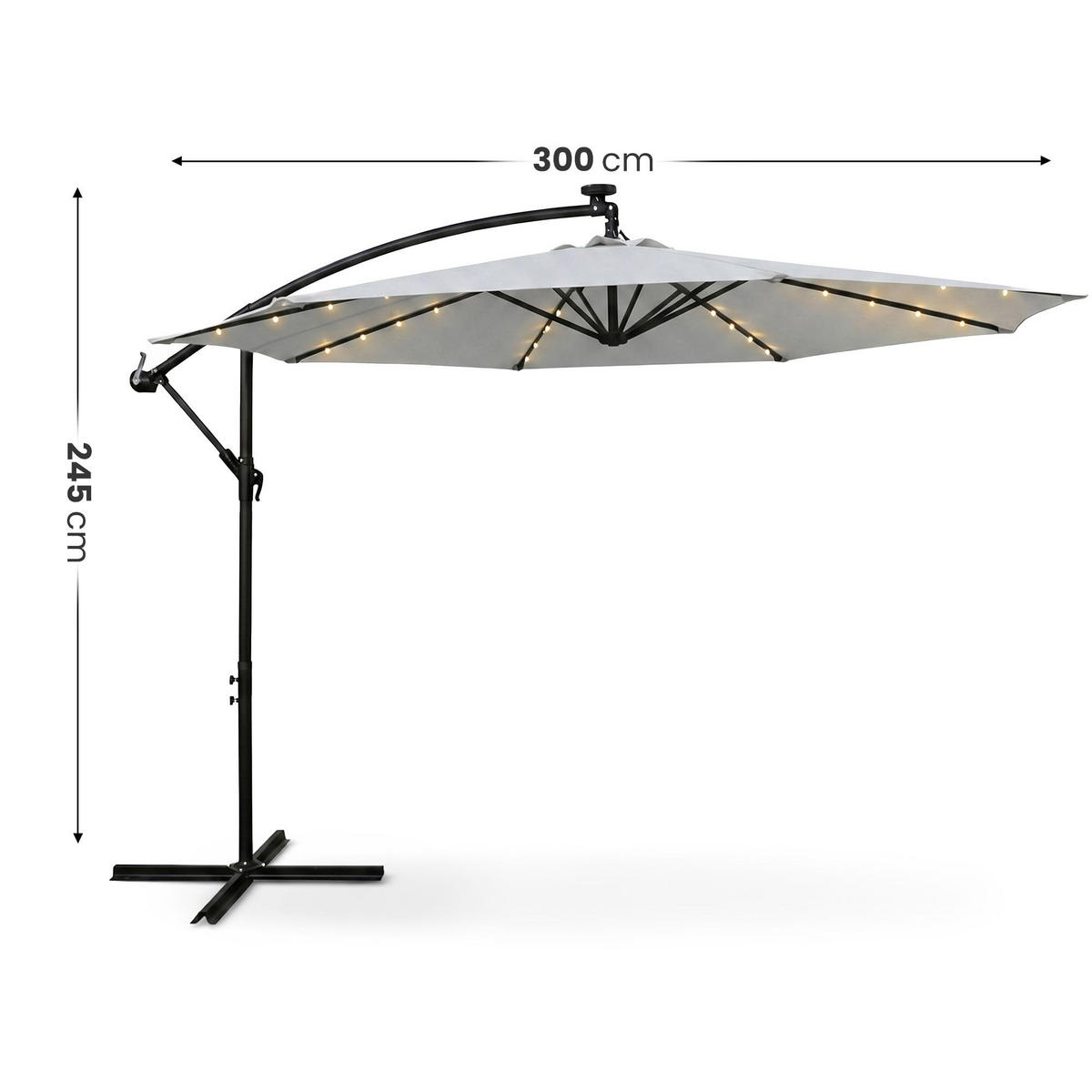 SONNENSCHRIM Grau 245/300 cm - Hellgrau/Schwarz, Metall (300/300cm) - Akord