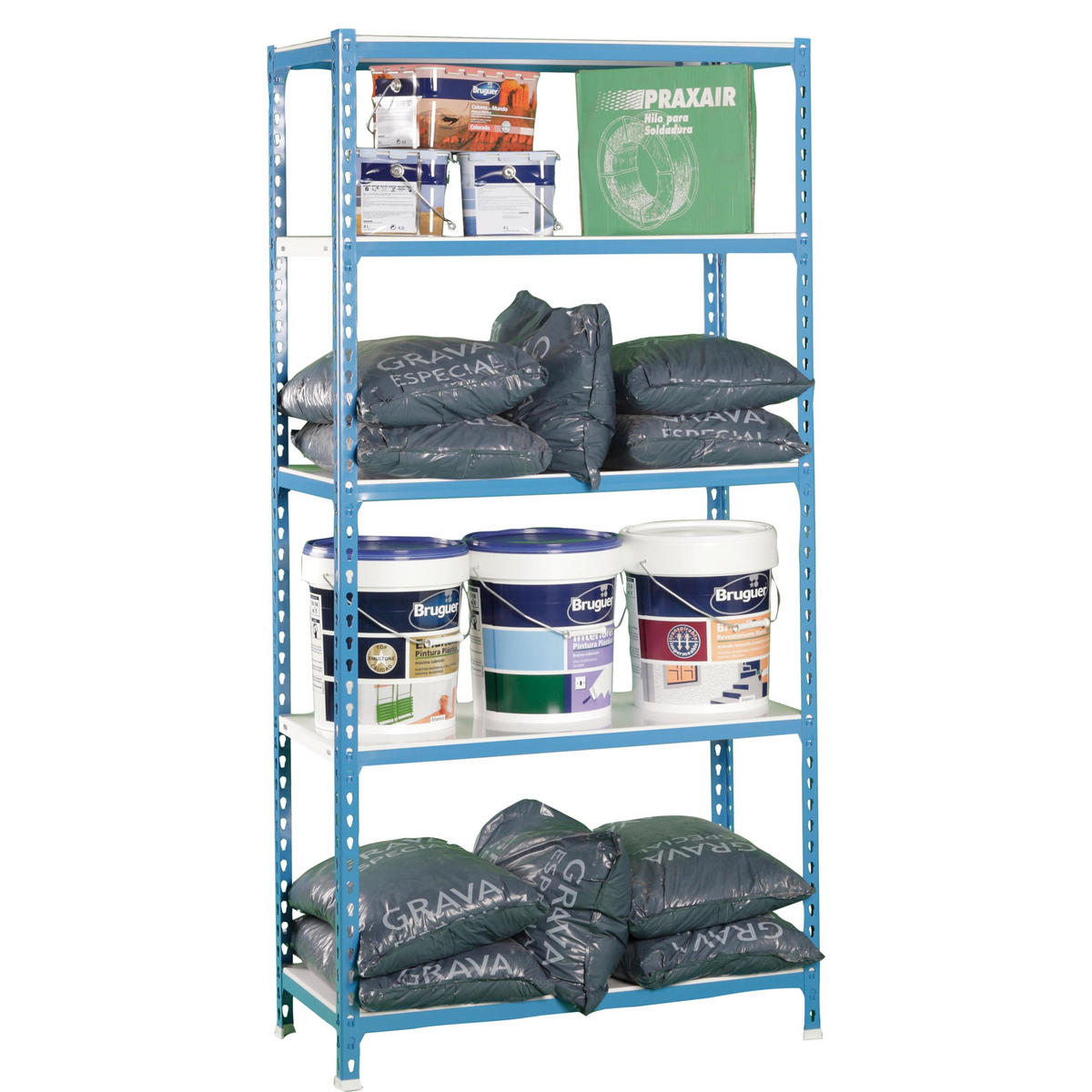 SCHWERLASTREGAL Metal Shark HxBxT 180 x 90 x 30 cm Fachlast 180 kg Blau-Weiß - Blau, Metall (90/180/30cm) - PROREGAL