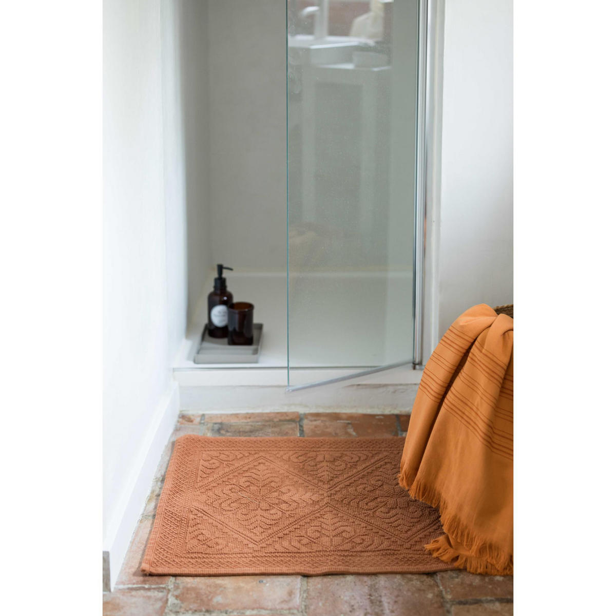 BADEMATTE Enzo kupferbraun 54 x 110 cm - Terracotta, Textil (54/110cm) - Vivaraise
