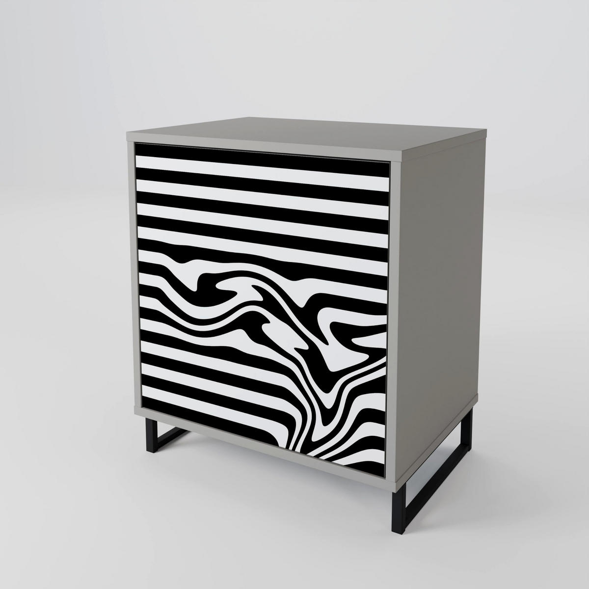 SIDEBOARD SPECTRA SHOWCASE, Grau, 57,5x42x72,5 cm, Schwarze Metallfüße - Multicolor/Schwarz, Holzwerkstoff/Metall (57.5/72.5/42cm) - SpaceRebels
