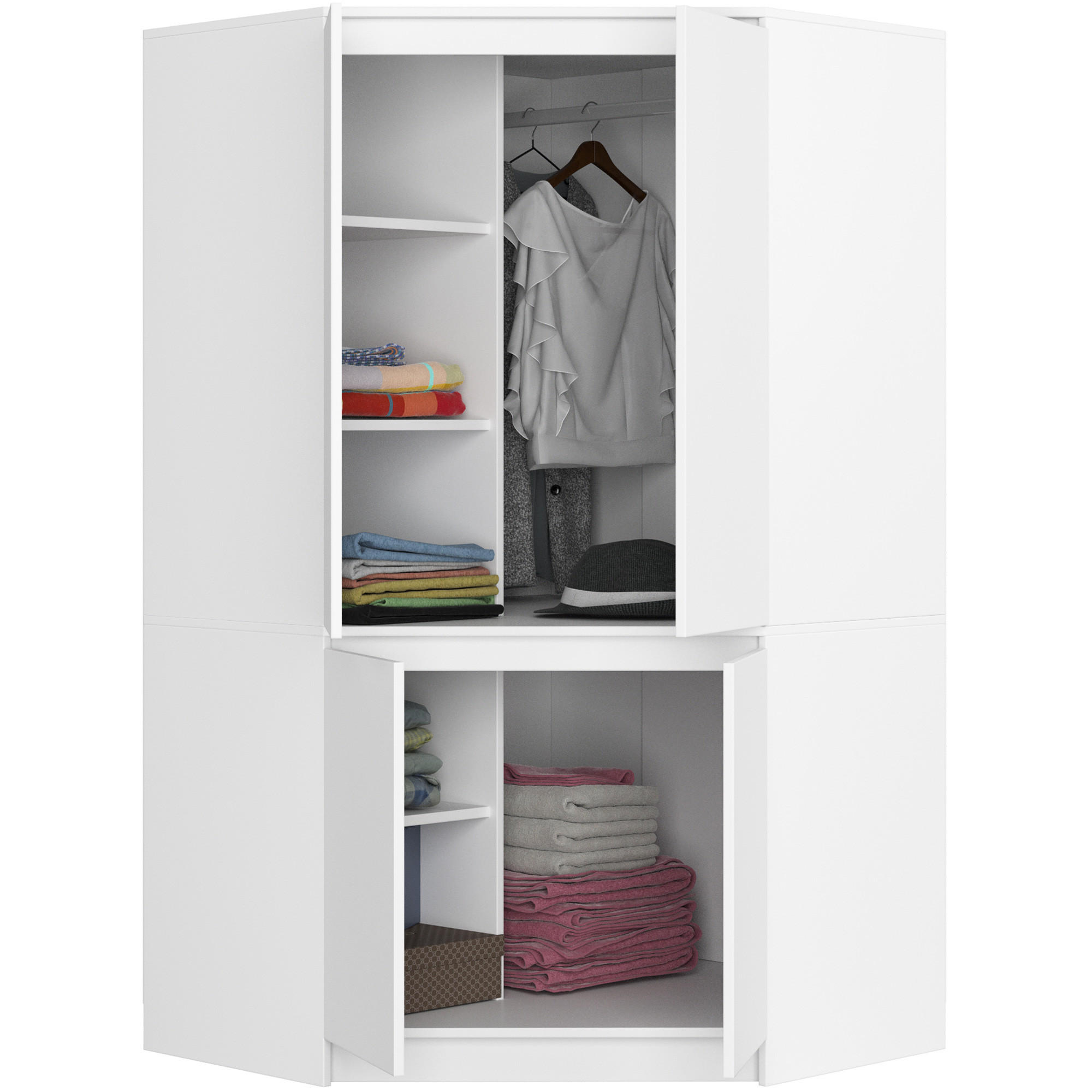 KLEIDERSCHRANK Weiß 100x50x180 cm - Weiß, Holzwerkstoff (100/180/50cm) - Akord